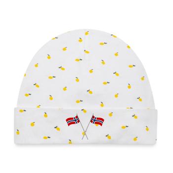 Norwegische Flagge - Baby Premium Organic Mütze - Weiß/Zitronengelb - Vorne