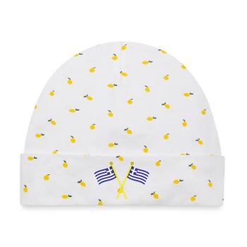 Griechische Flagge - Baby Premium Organic Mütze - Weiß/Zitronengelb - Vorne