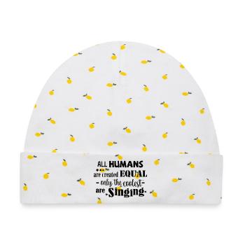 All Humans equal. Only the coolest are singing - Baby Premium Organic Mütze - Weiß/Zitronengelb - Vorne