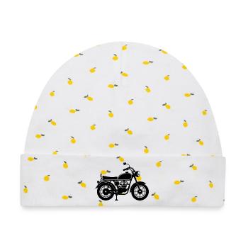 Motorrad - Baby Premium Organic Mütze - Weiß/Zitronengelb - Vorne