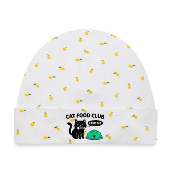 Cat Food Club Katzen Logo - Baby Premium Organic Mütze - Weiß/Zitronengelb - Vorne