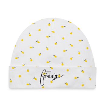 fierce feminist Schriftzug - Baby Premium Organic Mütze - Weiß/Zitronengelb - Vorne