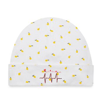 Heartbeat Love - Herzschlag Love, Liebe, Αγάπη - Baby Premium Organic Mütze - Weiß/Zitronengelb - Vorne