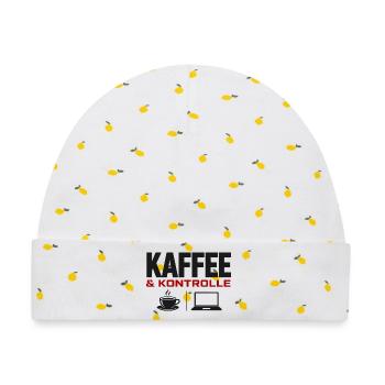 Kaffee & Kontrolle Laptop-Design - Baby Premium Organic Mütze - Weiß/Zitronengelb - Vorne