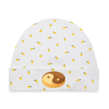 Yin-Yang-Keks - Baby Premium Organic Mütze - Weiß/Zitronengelb - Vorne
