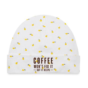 Coffee Won’t Fix It – But It Helps - Baby Premium Organic Mütze - Weiß/Zitronengelb - Vorne
