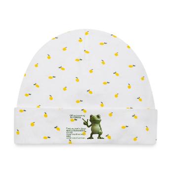 Frosch mit Wortwitz über Silbentrennung - Baby Premium Organic Mütze - Weiß/Zitronengelb - Vorne
