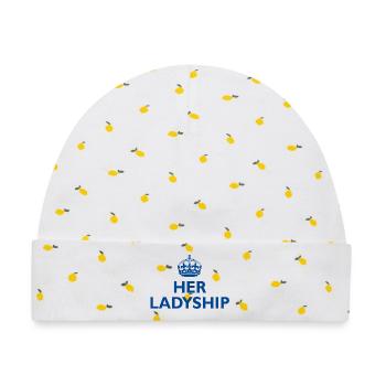 Ihre Ladyship – ein Design für elegante Damen - Baby Premium Organic Mütze - Weiß/Zitronengelb - Vorne