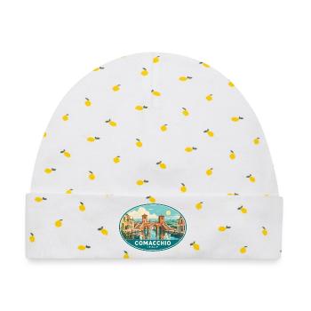 Erleben Sie Comacchio in Italien Vintage Canal Town - Baby Premium Organic Mütze - Weiß/Zitronengelb - Vorne