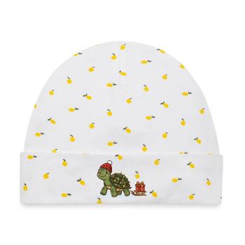 Weihnachts-Schildkröte mit Lichterkette - Baby Premium Organic Mütze - Weiß/Zitronengelb - Vorne