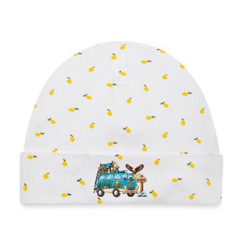 Alaska Camper Wohnmobil - Baby Premium Organic Mütze - Weiß/Zitronengelb - Vorne