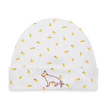 Hund Silhouette - Baby Premium Organic Mütze - Weiß/Zitronengelb - Vorne