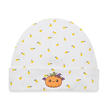 Halloween Kürbis - Baby Premium Organic Mütze - Weiß/Zitronengelb - Vorne