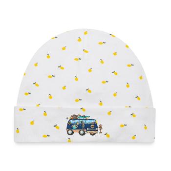 Abenteuer Weltreise Camper Wohnmobil - Baby Premium Organic Mütze - Weiß/Zitronengelb - Vorne