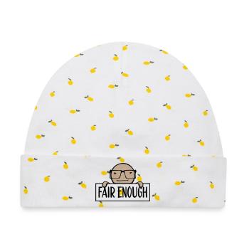 Fair Enough Witty Funny Sarcastic Spruch Logo Text - Baby Premium Organic Mütze - Weiß/Zitronengelb - Vorne