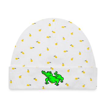 Crocodile (a) - Baby Premium Organic Mütze - Weiß/Zitronengelb - Vorne