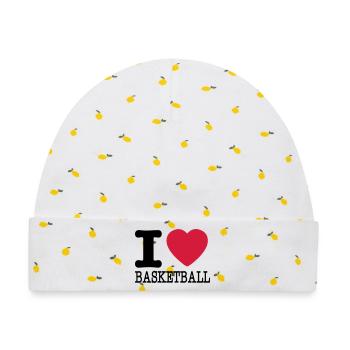 ich liebe Basketball / I Basketball lieben - Baby Premium Organic Mütze - Weiß/Zitronengelb - Vorne