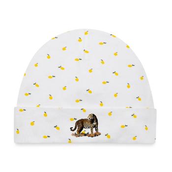 Leopard - Baby Premium Organic Mütze - Weiß/Zitronengelb - Vorne
