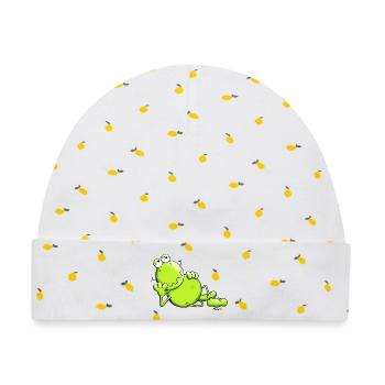 Verträumter Frosch - Baby Premium Organic Mütze - Weiß/Zitronengelb - Vorne