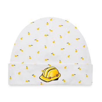 gelber Bauhelm | hard hat - Baby Premium Organic Mütze - Weiß/Zitronengelb - Vorne