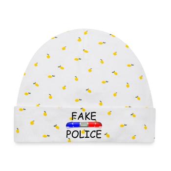 Fake Police - Baby Premium Organic Mütze - Weiß/Zitronengelb - Vorne