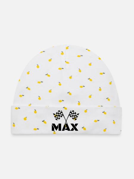 Für Fans von Max. DGP-Rennen. Zielflagge * - Baby Premium Organic Mütze - Weiß/Zitronengelb