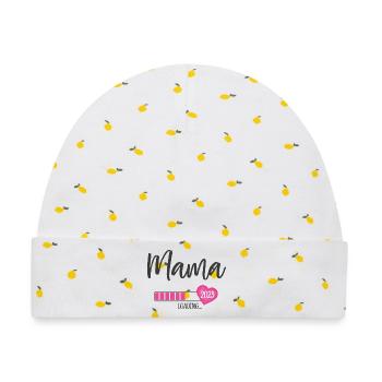 Mama Loading 2023 Herz Mädchen Rosa Werdende Mama - Baby Premium Organic Mütze - Weiß/Zitronengelb - Vorne