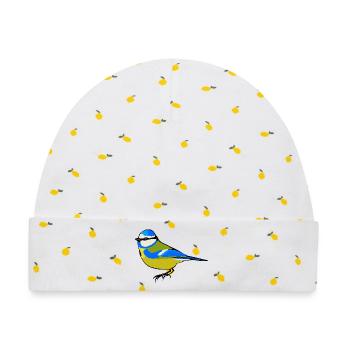 Süße Blaumeise – Vogel Meise Singvögel Gartenvögel - Baby Premium Organic Mütze - Weiß/Zitronengelb - Vorne