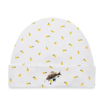 Karpfenfischen Ronnie Rig Spiegelkarpfen-Design - Baby Premium Organic Mütze - Weiß/Zitronengelb - Vorne