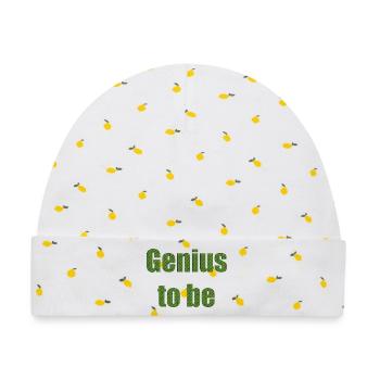 genius to be - Baby Premium Organic Mütze - Weiß/Zitronengelb - Vorne