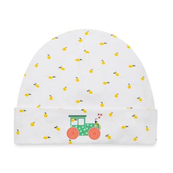 Kraftfahrzeug Ackerbau Herz Traktor Biobauer Feld - Baby Premium Organic Mütze - Weiß/Zitronengelb - Vorne