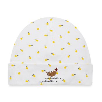 Geschenke zu Weihnachten für Katzenfreunde - Baby Premium Organic Mütze - Weiß/Zitronengelb - Vorne