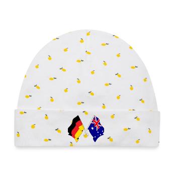 Flagge von Deutschland und Flagge Australien - Baby Premium Organic Mütze - Weiß/Zitronengelb - Vorne