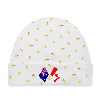 Flagge Australiens und Kanadas Flagge - Baby Premium Organic Mütze - Weiß/Zitronengelb - Vorne