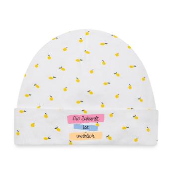 Die Zukunft ist weiblich! - Baby Premium Organic Mütze - Weiß/Zitronengelb - Vorne