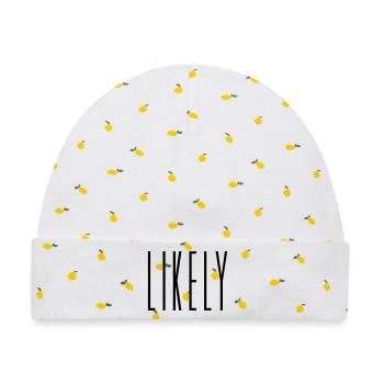 Likely – Typo T-Shirt - Baby Premium Organic Mütze - Weiß/Zitronengelb - Vorne