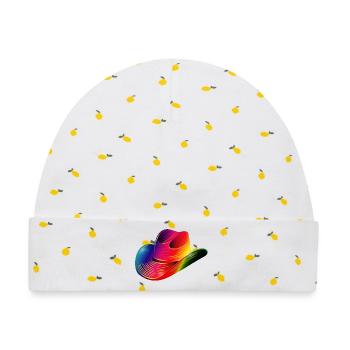 Cowboyhut,Westernhut in Regenbogen Farben - Baby Premium Organic Mütze - Weiß/Zitronengelb - Vorne