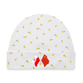 Flagge Polen, Flagge China - Baby Premium Organic Mütze - Weiß/Zitronengelb - Vorne