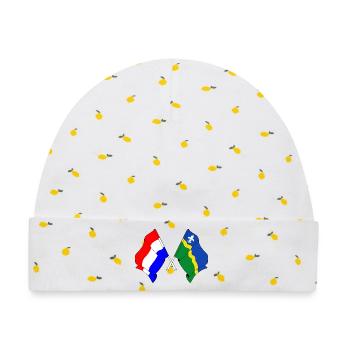 Flagge Niederlande Flevoland - Baby Premium Organic Mütze - Weiß/Zitronengelb - Vorne