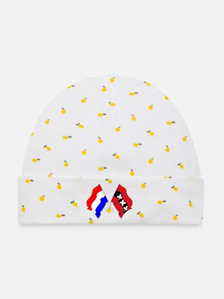 Flagge Niederlande, Amsterdam gekreuzt - Baby Premium Organic Mütze - Weiß/Zitronengelb