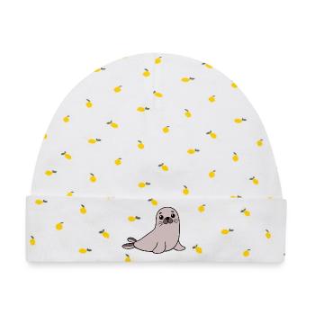 Robbe Seehund - Baby Premium Organic Mütze - Weiß/Zitronengelb - Vorne