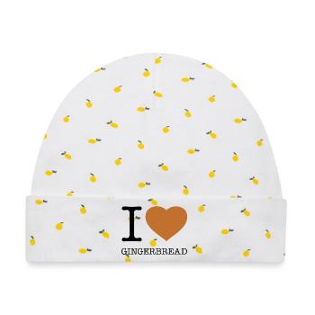 I LOVE GINGERBREAD Lebkuchen - Baby Premium Organic Mütze - Weiß/Zitronengelb - Vorne