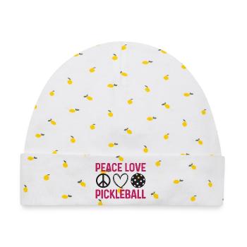 Frieden Liebe Pickleball - Baby Premium Organic Mütze - Weiß/Zitronengelb - Vorne