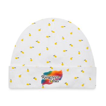 Regenbogen-Spektrum-Namensschild-Design - Baby Premium Organic Mütze - Weiß/Zitronengelb - Vorne