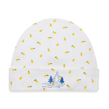 Abstrakter Waldsee mit Kiefern - Baby Premium Organic Mütze - Weiß/Zitronengelb - Vorne