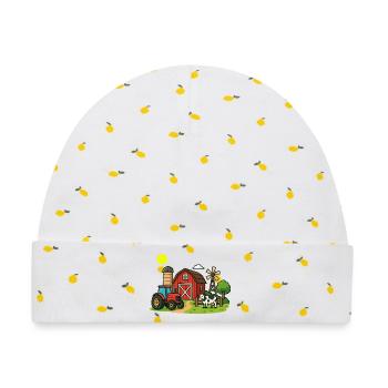 Ländliche Bauernhofszenen Illustration - Baby Premium Organic Mütze - Weiß/Zitronengelb - Vorne