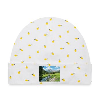 Alpine Flussweg Panorama - Baby Premium Organic Mütze - Weiß/Zitronengelb - Vorne