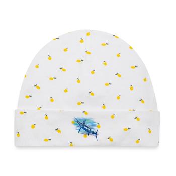 Blauer Marlin im Aquarell - Baby Premium Organic Mütze - Weiß/Zitronengelb - Vorne
