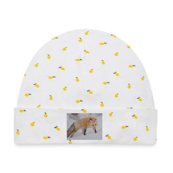 Schnee-Fuchs Pixelkunst - Baby Premium Organic Mütze - Weiß/Zitronengelb - Vorne