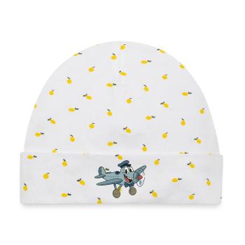 Super Vintage altes Flugzeug im BD-Stil - Baby Premium Organic Mütze - Weiß/Zitronengelb - Vorne
